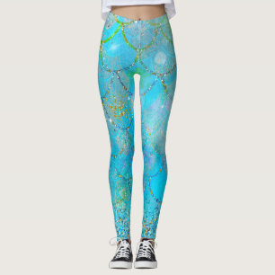 Schöne Irisierende Blaue Schimmernde Meerjungfrau  Leggings
