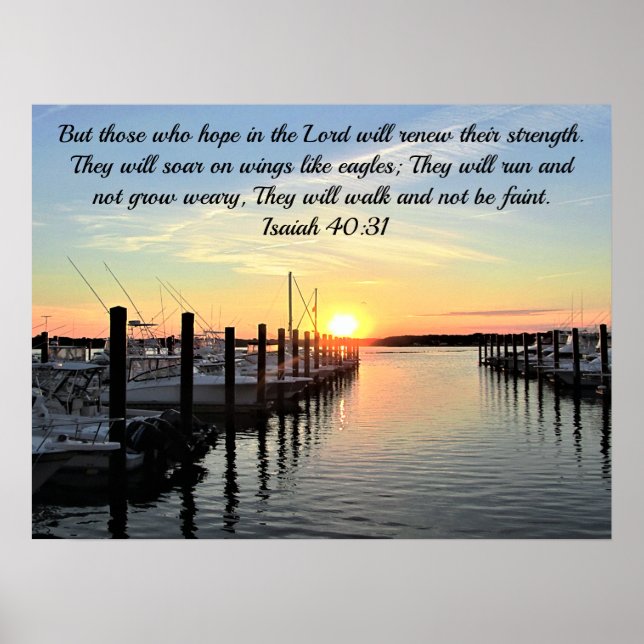 SCHÖNE ISAIAH 40:31 SONNENSTADT ÜBER DEM SEE POSTER (Vorne)