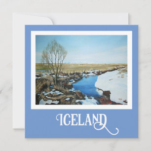 Schöne Island Winterlandschaft Schöne Kunst Grüße Feiertagskarte