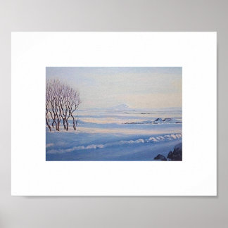 Schöne isländische Winterlandschaftsmalerei Poster