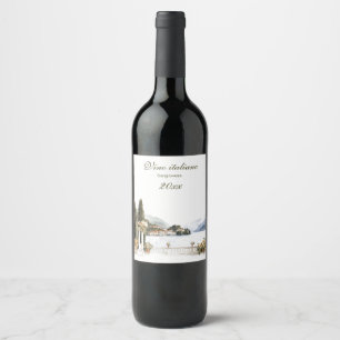 Schöne italienische Seenlandschaft Como Weinetikett