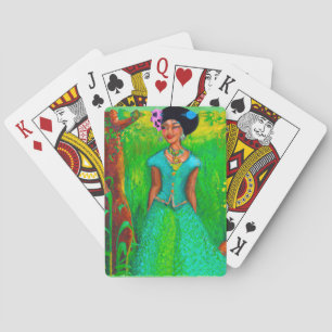 Schöne jamaikanische Frau Spielkarten