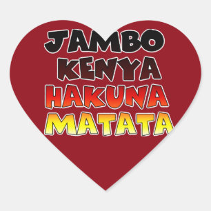 Schöne Jambo Kenia Hakuna Matata Liebevolle Kunst Herz-Aufkleber
