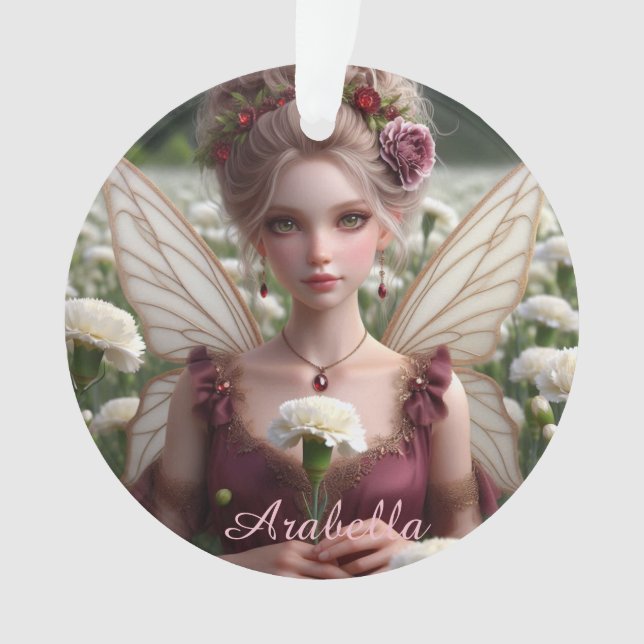 Schöne Januar Fairy in den Nelken Ornament (Vorderseite)
