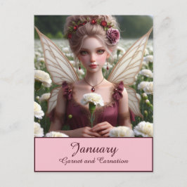 Schöne Januar Fairy in den Nelken Postkarte