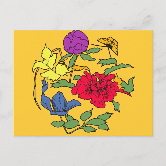 Schöne japanische Blume Kunst Postkarte (Vorderseite)