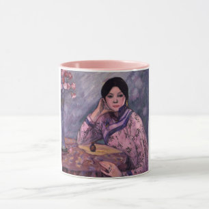 Schöne japanische Dame mit einem Parfümfläschchen Tasse