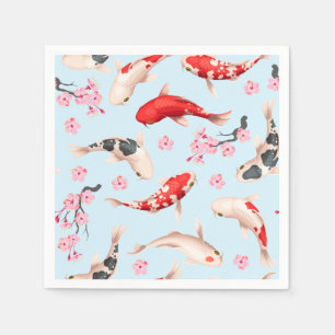 Schöne japanische Floral Koi Fische Napkins Serviette