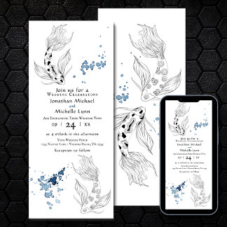 Schöne japanische Koi Fish Hochzeit Einladung