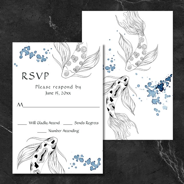 Schöne japanische Koi Fish Hochzeit RSVP Karte (Von Creator hochgeladen)