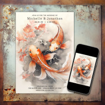 Schöne japanische Koi Fish Orange Beige Wedding