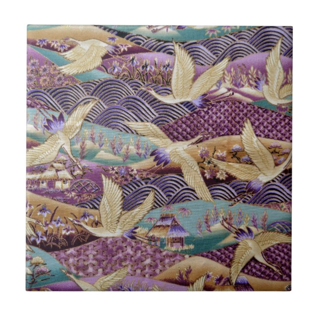 Schöne japanische Krane Fliese (Vorderseite)