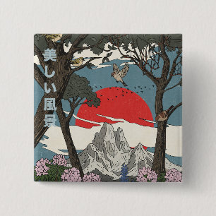 Schöne japanische Landschaft Button