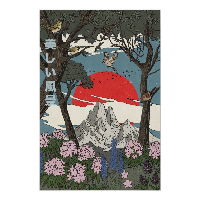 Schöne japanische Landschaft Poster (Vorderseite)