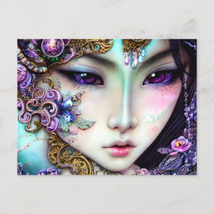 Schöne japanische Mädchen-Gothic-Fantasy  Postkarte