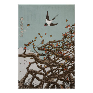Schöne japanische Schwalbe Poster