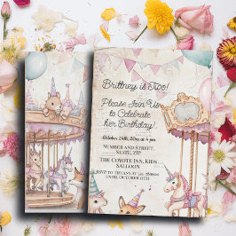 Schöne Journalseite mit Tieren 2. Geburtstag Party Einladung