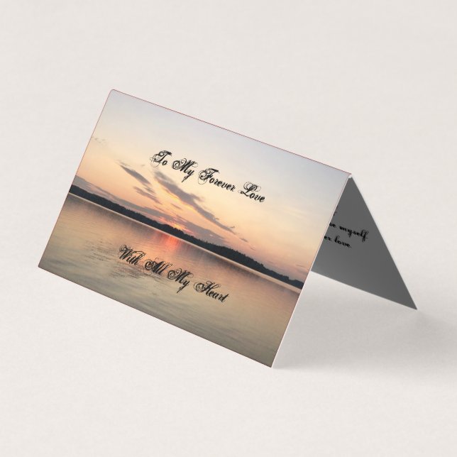 Schöne Jubiläumskarte - Sonnenuntergang am See (Vorderseite)