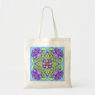 Schöne Jugendstil-Kachel mit violetten Blumen Tragetasche