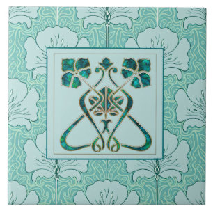 Schöne Jugendstil-Keramik Fliese