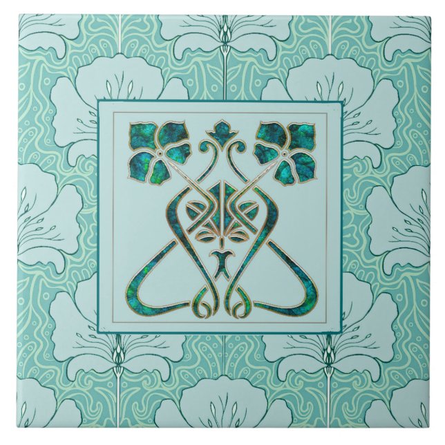 Schöne Jugendstil-Keramik Fliese (Vorderseite)