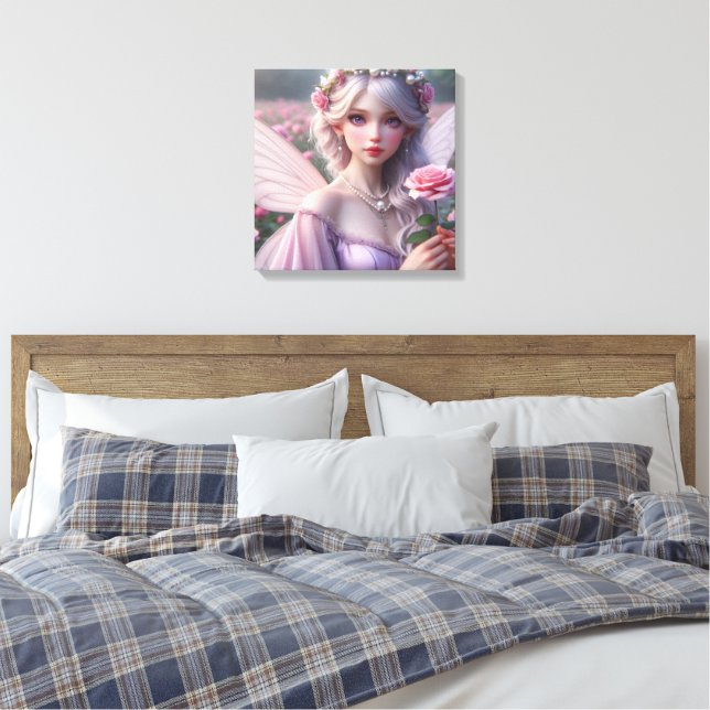 Schöne June Fairy in Rose Leinwanddruck (Insitu (Schlafzimmer))