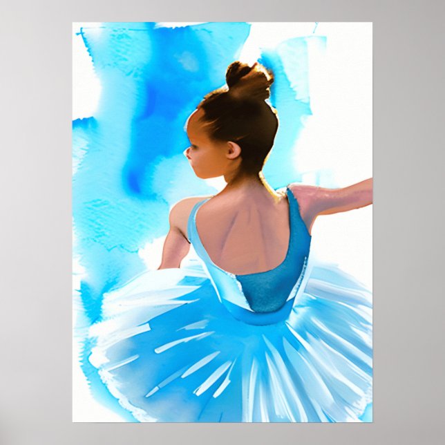 Schöne junge Ballerina in Blue Poster (Vorne)
