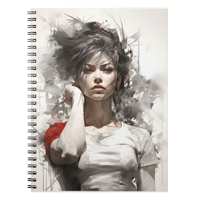 Schöne junge Frau Einzigartig Elegante Kunst, Dich Notizblock (Vorderseite)