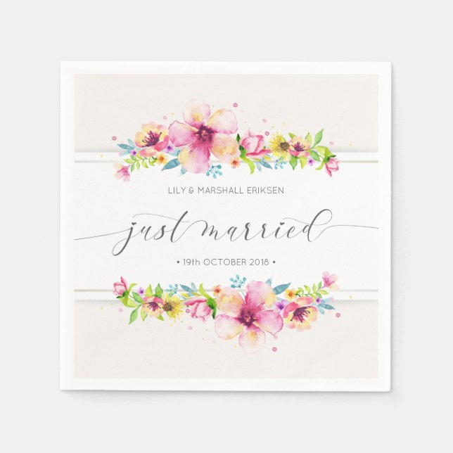 Schöne Just Married Wedding | Serviette (Vorderseite)