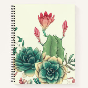 Schöne Kakteen mit Blume Notizbuch