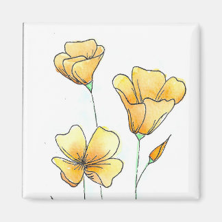 Schöne kalifornische Aquarell-Mohnblumen Magnet
