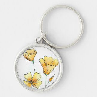 Schöne kalifornische Aquarell-Mohnblumen Schlüsselanhänger