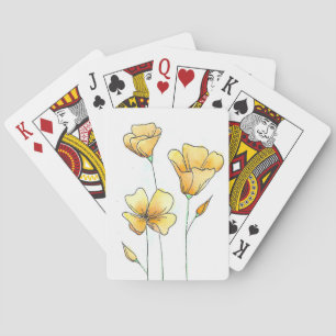 Schöne kalifornische Aquarell-Mohnblumen Spielkarten