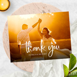 Schöne Kalligrafie Hochzeit Danke Foto Postkarte