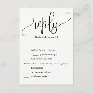 Schöne Kalligrafie-Hochzeits-RSVP mit Menüoptionen Einladung