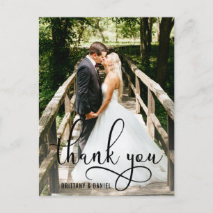 Schöne Kalligrafie-Schrift Danke Hochzeit Postkarte