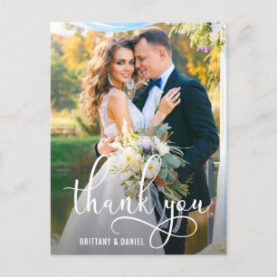 Schöne Kalligrafie-Schrift Hochzeit Danke Postkarte