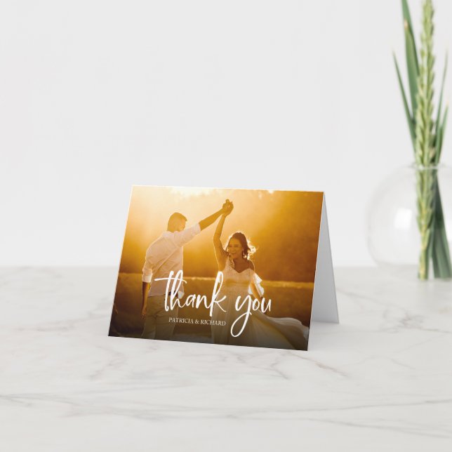 Schöne Kalligraphie Hochzeit Danke Foto (Vorderseite)
