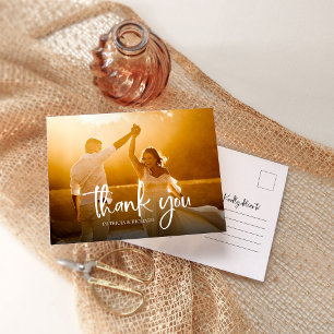 Schöne Kalligraphie Hochzeit Danke Foto Postkarte