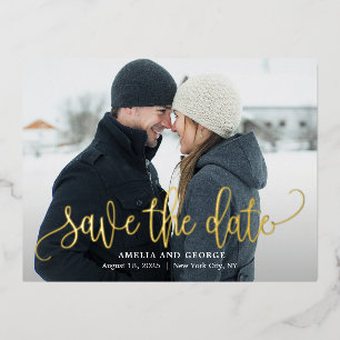 Schöne Kalligraphie Save the Date Postkarte