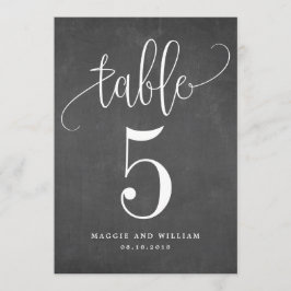 Schöne Kalligraphie Tischnummer Card Chalk