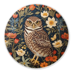 Schöne Kaninchen-Eule, inspiriert von William Morr Keramikknauf
