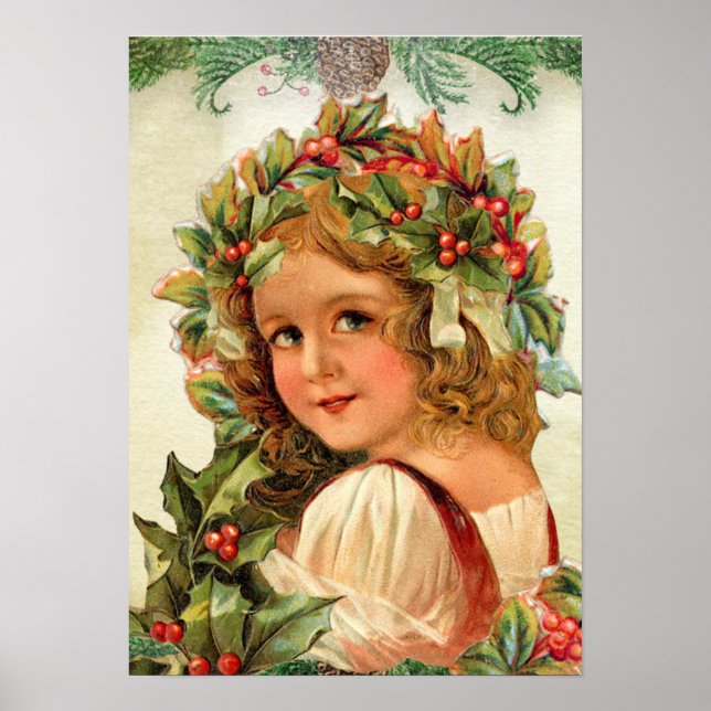 Schöne Karten Xmas Mädchen,1897 Poster (Vorne)