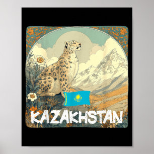 Schöne Kasachstan-Großkatzen-Kostüm mit Flagge Poster