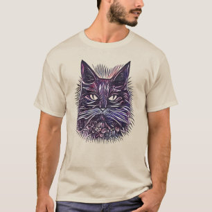 Schöne Katze Head Illustration T-Shirt