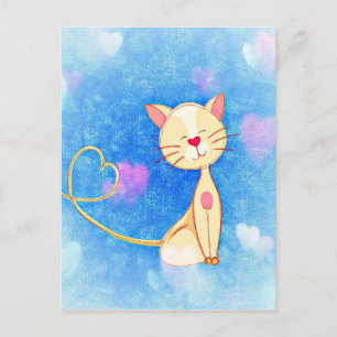 Schöne Katze-Illustration mit Herz Postkarte