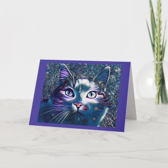 Schöne Katze in Mondschein geklappte Grußkarte Karte (Vorderseite)