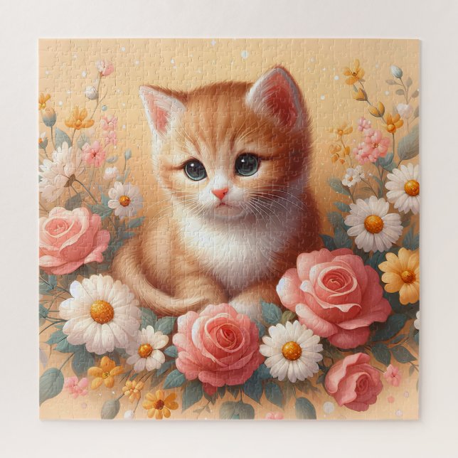 Schöne Katze mit Blume (Vertikal)