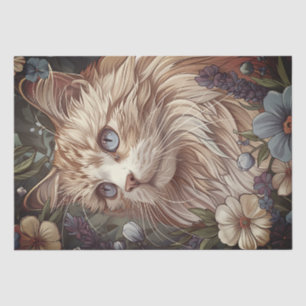 Schöne Katze mit Blume Seidenpapier