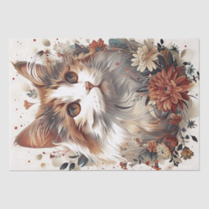 Schöne Katze mit Blume Seidenpapier